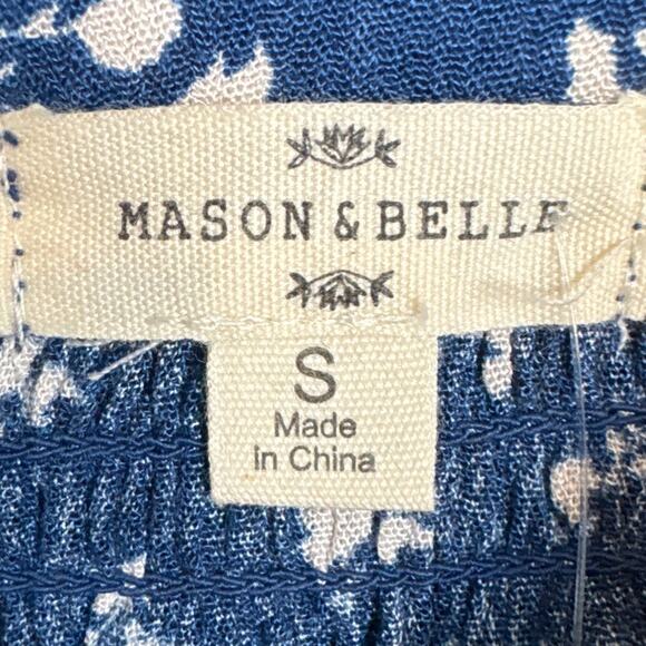 Mason & Belle Stitch Fix Blue Floral Pullover Rayon Blouse Tassels Size S NWT - Picture 7 of 10